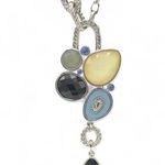 Lia Sophia Azure Multi Stone Colored Silvertone Pendant Necklace 16-18” Retired Photo 0