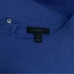 J.Crew  Size 6 Royal Blue Linen Cutwork Embroidered Top Popover Back Zip Detail Photo 3