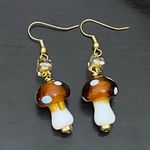 Handmade  Mushroom Lampwork Beads Drop Earrings Photo 2