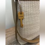 Fossil  Woven Shoulder Bag - Purse with Wooden Key Charm - Pastel Plaid Lining Photo 8