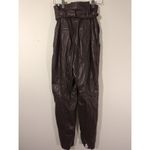 RTR Marissa Webb Sz 0 Brown Split Hem Faux Leather Belted High Waisted Pants Photo 4