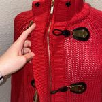 Michael Kors Michael Chunky Knit Red Zipper Cardigan Sweater Dolman EUC Sz M Photo 7