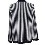 Lauren Ralph Lauren Striped Fringe Retro Knit Open Cardigan Sweater Size Medium Black Photo 2