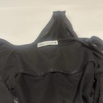 ZARA Women’s Black Bodysuit Sz Large Square Neck With Mesh Abdomen Photo 10