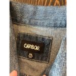 Carbon Women Large Blue Distressed Denim Vest Sleeveless Y2K Grunge Biker Summer Size XL Photo 1