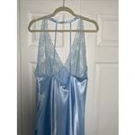 Avon Womens XL Blue Lace Silk Dress Lingerie Chemise Long Satin Nightgown Lace Photo 6