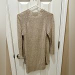 Brochu Walker  Linen Blend Open
Cardigan Sweater Size S Tan Oatmeal
3/4 Sleeves Photo 1