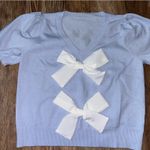 Baby Blue Bow short sleeve sweater💙 size small NWT Photo 0