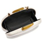 Ivory cream pearl gold accent oval box bag clutch with removable crossbody strap Photo 2