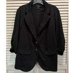 Torrid  Collar V-Neck Black 2 Button Blazer Sz 2 3/4 Rouched Sleeves Faux Pockets Photo 5