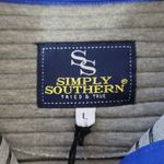 Simply Southern  Sweater Womens Large 1/4 Snap Pullover Gray Blue Ribbed Photo 3