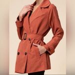 Entro Faux Suede‎ Double Breasted Trench Coat Photo 6