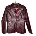 Etienne Aigner Burgundy Leather Blazer Jacket Women's Vintage 70s Photo 0
