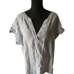 Tahari  Blue & White Striped Linen Blend V-Neck Tunic Dress 3X Photo 0