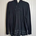 J Jill black plaid hem long sleeve hoodie pullover size XL N47 Photo 0
