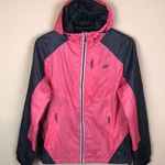 New Balance Women’s Pink Gray Windbreaker Hooded Zip-Up Jacket Photo 0