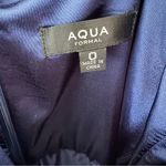 AQUA  Navy Blue & Metallic Gold Halter Maxi Dress Gown Size 0 Photo 9