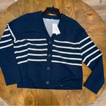 Spanx  AirEssentials Cardigan Striped Midnight Navy Size M Old Money Quiet Lux Photo 2