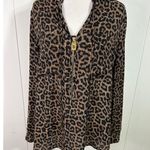 Michael Kors Leopard print and houndstooth plaid women’s size small blouse Photo 2
