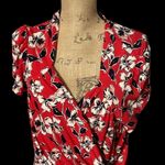 Leota Red plus size faux wrap red floral dress, EUC. Photo 2