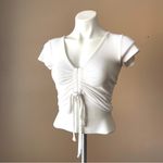 ALL SAINTS | White Ribbed Ruched Crop Top - Sz S Photo 3