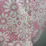 Blair VTG Pink AOP Flowers Daisies Button Up‎ Top Short Sleeve Womens M Groovy Retro Photo 3