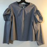 Drew Indigo Blue Chambray Long Puffy Sleeve Peasant Blouse Photo 0