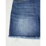 BP  Denim Blue‎ Medium Wash Cotton Blend A Line Raw Hem Mini Skirt Size 28 Photo 3