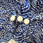 Handmade Vintage  Wrap Top Side Button Blue White Paisley Satin Small Photo 5