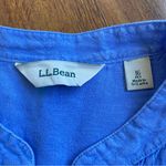 LL Bean 100% Linen Pleated Sleeveless Mini Dress Full Button Down Pockets Blue Size 16P Photo 4