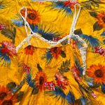 Boho Crochet Top Silk Maxi Dress Yellow Summer Bohemian Womens XL Floral Resort Photo 5