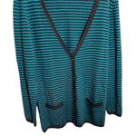 Talbots  Women's Striped Blue Merino Wool Cardigan Sweater Sz MedPreppy Academia Photo 3