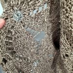 Boho Crochet Open Knit Fringe Cardigan Duster Neutral Ramie Cotton Layering 1X Brown Photo 4