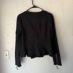 Elle  Black Moto Jacket L‎ Peplum Hem Full Zip Long Sleeve Casual Grunge Photo 7