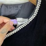 Vintage Lisa Michaels Black Purple Pearl Trimmed Puff Sleeve cocktail Dress Size 10 Photo 7