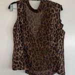 Vintage apart silk high neck leopard print sheer sleeveless blouse medium Brown Photo 5