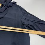 Jason Wu Blouse Womens Size 12 Blue Black Tie Neck Long Sleeve Career Photo 7