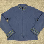 Icelandic Design Sweater Womens Large Boiled Wool Blue Full Zip Up Cardigan Photo 0