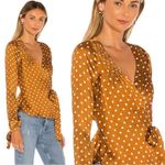 Revolve Tularosa Charmaine Wrap Top in Camel Polka Dots Medium NWT Photo 2