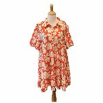 BlueB. Collection Baby Doll Mini Dress Red White Floral Collard Size Large NWOT Photo 5