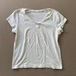 Cotton Scoop Neck Henley Tee White Size L Photo 1
