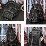 Montana West NWT, Soft Backpack Daypack Washed Faux Leather Black Bronze Photo 1