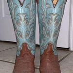 Justin Boots Square Toe Turquoise Detailed Boots Photo 0