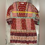 Brass & Roe Boho Long Sleeve Dress Size L Red Size L Photo 2