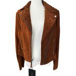 Andrew Marc Genuine Suede Leather Moto Bomber Jacket Brown Size Medium NWT Photo 1