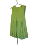 Tibi  Eco Cape Green Silk Sleeveless Crew Neckline Zippers Shift Dress Size 6 Photo 3