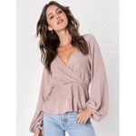 Lulus Loving Arms Taupe Lace Long Sleeve Peplum Top New Medium Photo 13