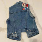 Vintage Genuine Authentic Denim by Paris Sport Club Vest Cat Patch Womens Medium Blue Photo 4