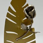 Giovanni Silver Toned Rose Bud Flower Brooch Pin Photo 1