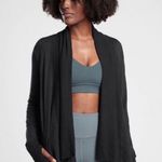 Athleta  Black Pranayama Restore Wrap Cardigan Sweater Womens Large Open Front Photo 1